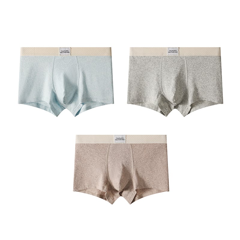 Muške pamučne bokserice s srednjom struku, prozračne, jednobojni uzorak