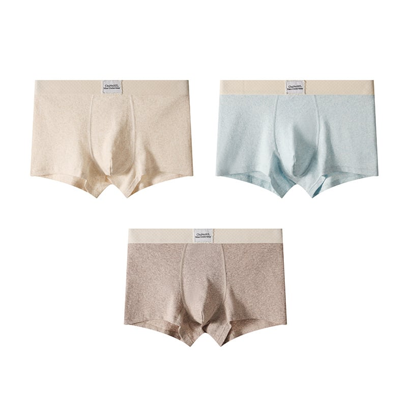 Muške pamučne bokserice s srednjom struku, prozračne, jednobojni uzorak