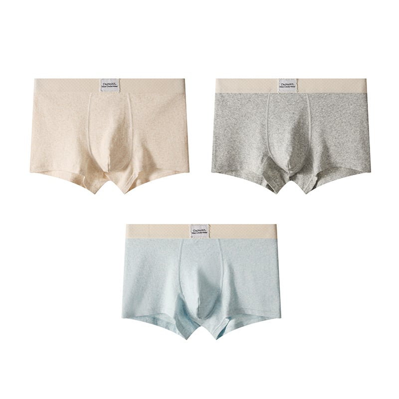 Muške pamučne bokserice s srednjom struku, prozračne, jednobojni uzorak