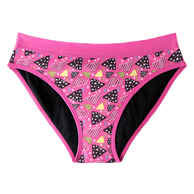 Εμμηνορροϊκό εσώρουχο με λεοπάρ μοτίβο, 4-στρώσεων αντιδιαρροϊκό και διαπερατό, χωρίς επιπλέον σερβιέτες, μεσαία μέση, βαμβάκι 95%