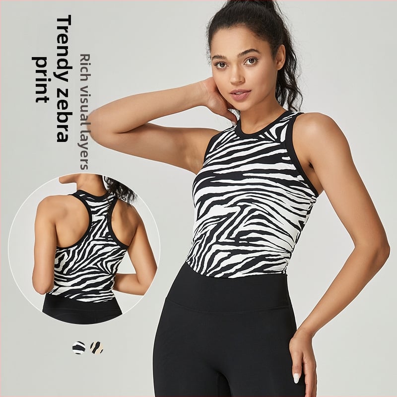 Йога топ с вградени подплънки за бюста, абсорбира потта и бързо изсъхва, тънък силует, 75% найлон / 25% спандекс, Лято 2023, за млади жени