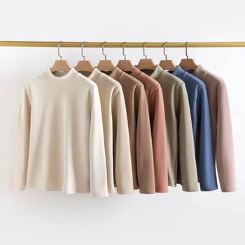 Ženski top baznog sloja s fleesom, polu-visoki ovratnik, rukavi 3/4, poliester 70–80%