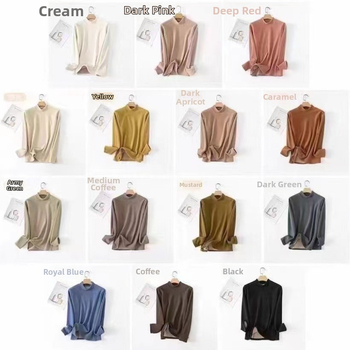 Ženski top baznog sloja s fleesom, polu-visoki ovratnik, rukavi 3/4, poliester 70–80%