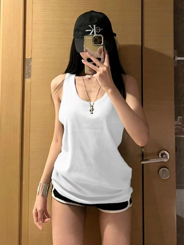 Camisole top, I-oblik dizajn, slobodan kroj, Chenille tkanina sa Spandexom, dvostruke naramenice