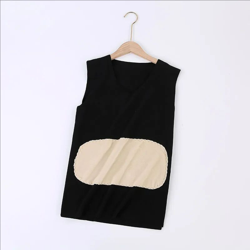 Vestă termică din catifea - dublu strat, guler în V, fără cusături, cu patch, unisex