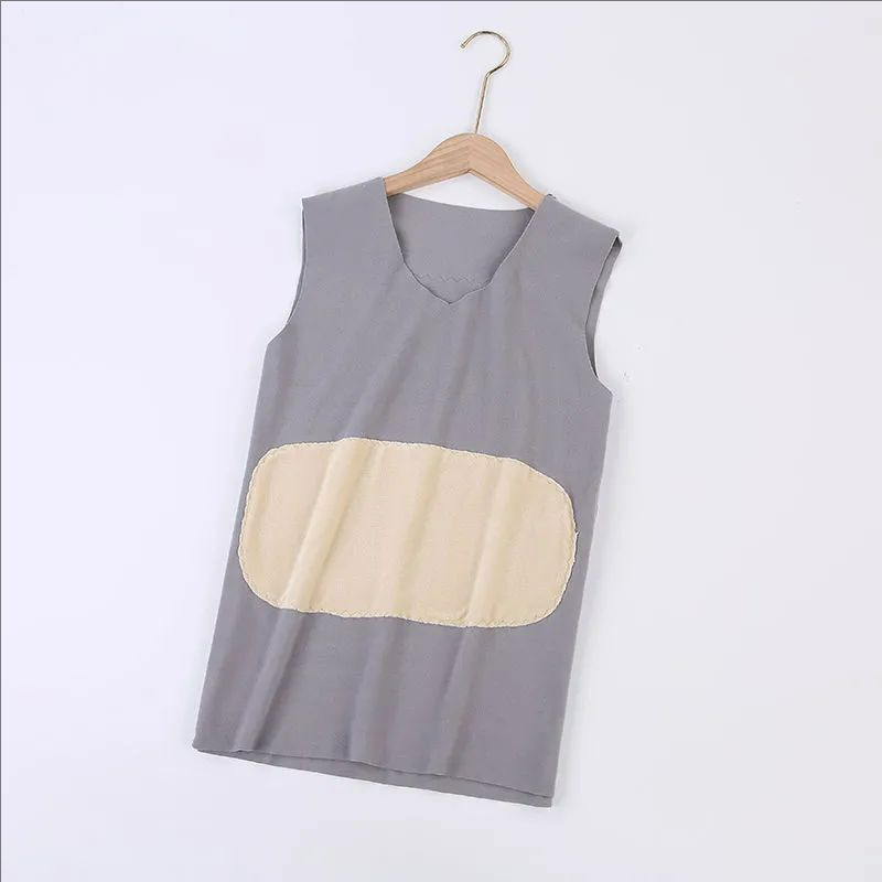 Vestă termică din catifea - dublu strat, guler în V, fără cusături, cu patch, unisex