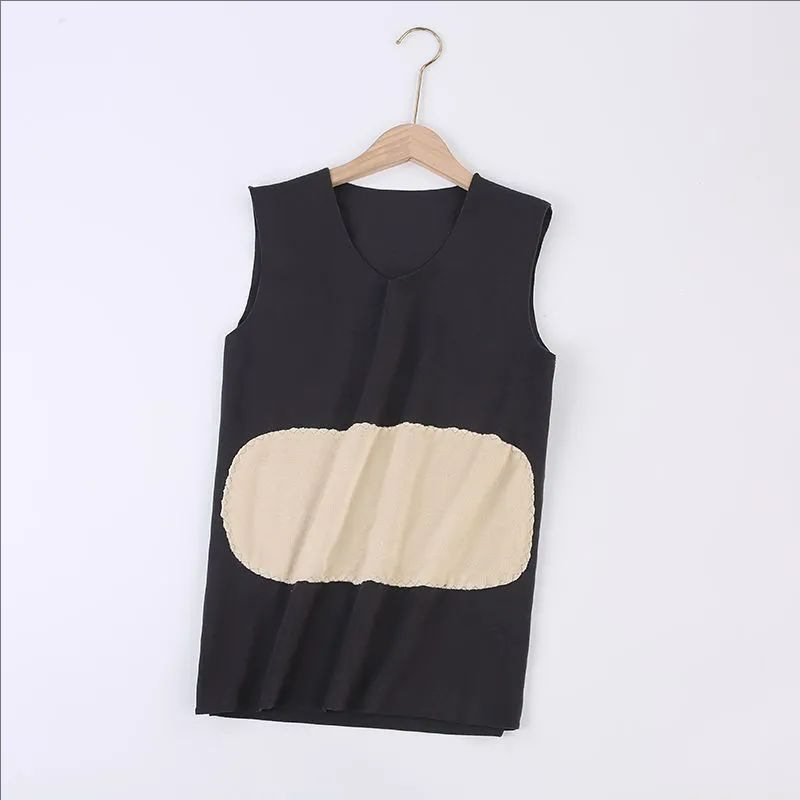 Vestă termică din catifea - dublu strat, guler în V, fără cusături, cu patch, unisex