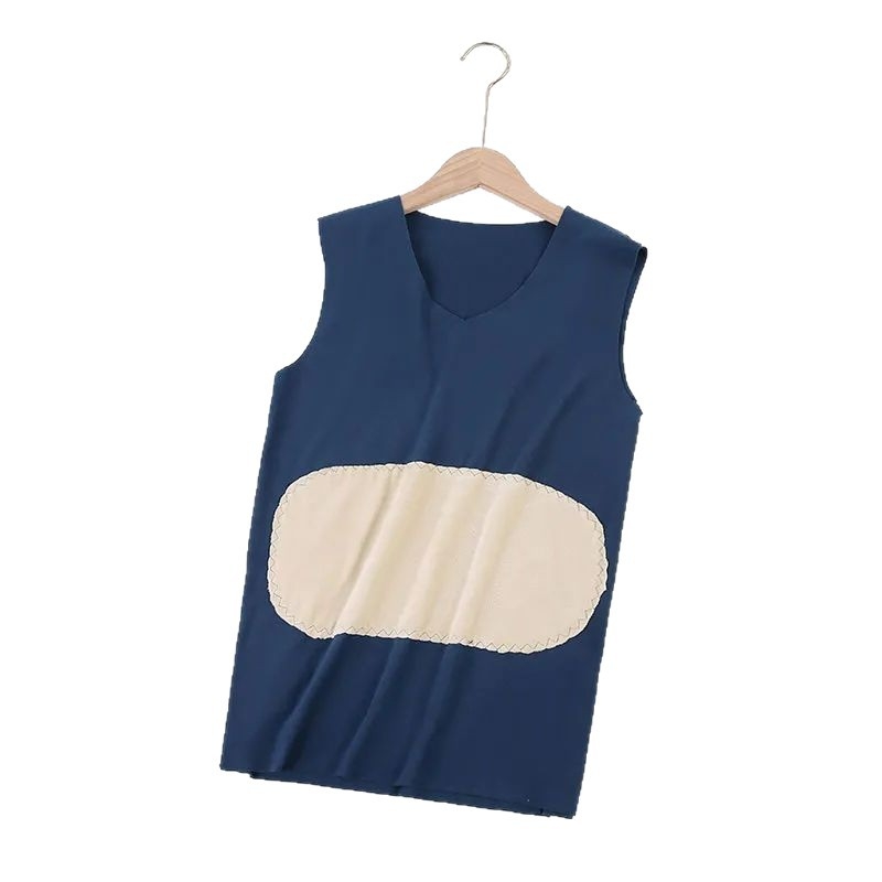 Vestă termică din catifea - dublu strat, guler în V, fără cusături, cu patch, unisex