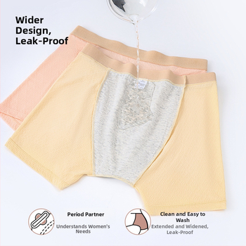 Chiloți de perioadă pentru femei, bumbac, antibacterian, talie înaltă, crotch extins, anti-scurgere, stil boxer