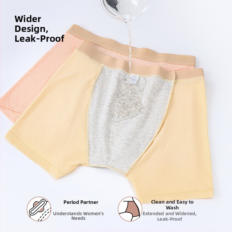 Chiloți de perioadă pentru femei, bumbac, antibacterian, talie înaltă, crotch extins, anti-scurgere, stil boxer