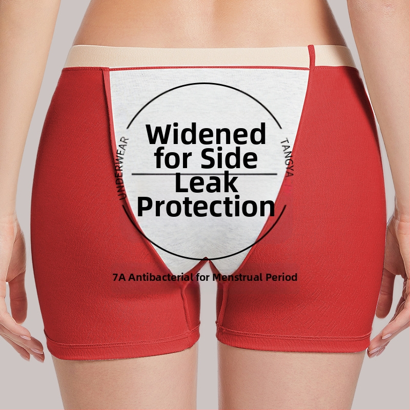 Chiloți de perioadă pentru femei, bumbac, antibacterian, talie înaltă, crotch extins, anti-scurgere, stil boxer