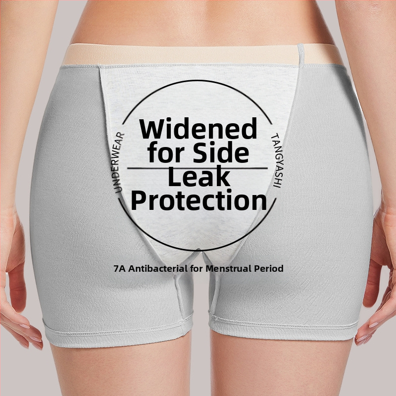 Chiloți de perioadă pentru femei, bumbac, antibacterian, talie înaltă, crotch extins, anti-scurgere, stil boxer