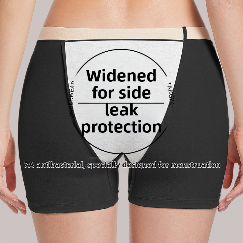 Chiloți de perioadă pentru femei, bumbac, antibacterian, talie înaltă, crotch extins, anti-scurgere, stil boxer