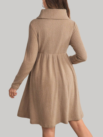 Φόρεμα εγκύου για θηλασμό με άνοιγμα θηλασμού, Α-γραμμή, μακριά μανίκια, ψηλή λαιμόκοψη, πολυεστέρας 95%+