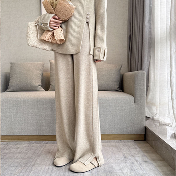 Комлект за кърмене: плетен топ с дълъг ръкав и предно отваряне за кърмене, плетани панталони, 95%+ съдържание на основната тъкан, за пролетно–есенен сезон