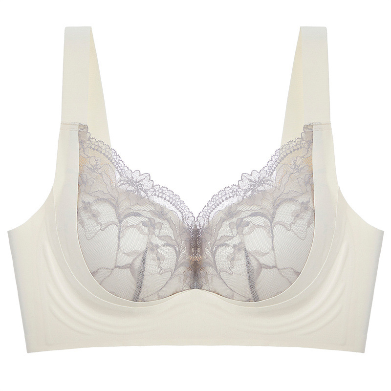 Nesiuvas siuvimo push-up liemenėlė su šonine atrama, 3/4 puodelio plonas formuojamasis puodelis, nailoninės nėriniai audinys, nugaros užtrauktukas su keturiomis kabliukų eilėmis