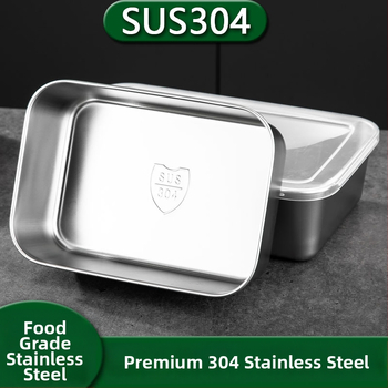 Nerūdijančio plieno maisto mėginių dėžutė su dangčiu – stačiakampė, sandari, tinkama mikrobangų krosnelėje, vienos sluoksnio