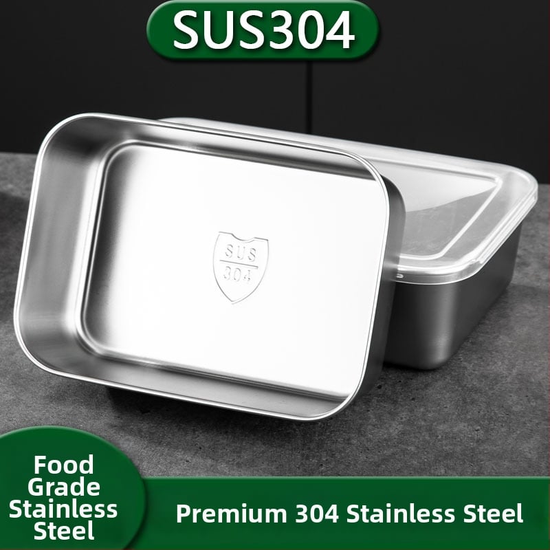 Nerūdijančio plieno maisto mėginių dėžutė su dangčiu – stačiakampė, sandari, tinkama mikrobangų krosnelėje, vienos sluoksnio