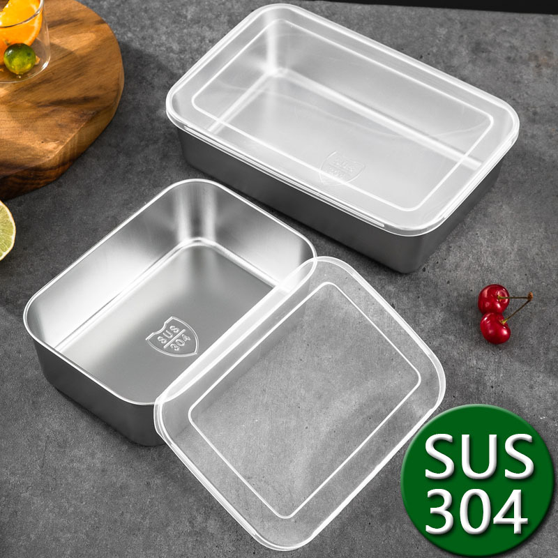 Nerūdijančio plieno maisto mėginių dėžutė su dangčiu – stačiakampė, sandari, tinkama mikrobangų krosnelėje, vienos sluoksnio
