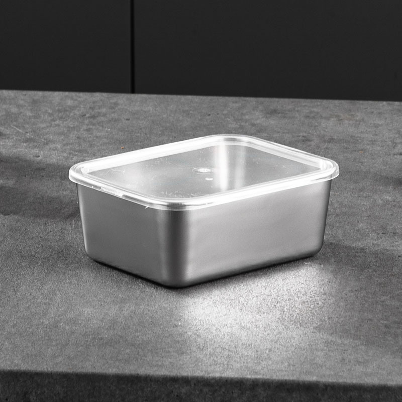 Nerūdijančio plieno maisto mėginių dėžutė su dangčiu – stačiakampė, sandari, tinkama mikrobangų krosnelėje, vienos sluoksnio