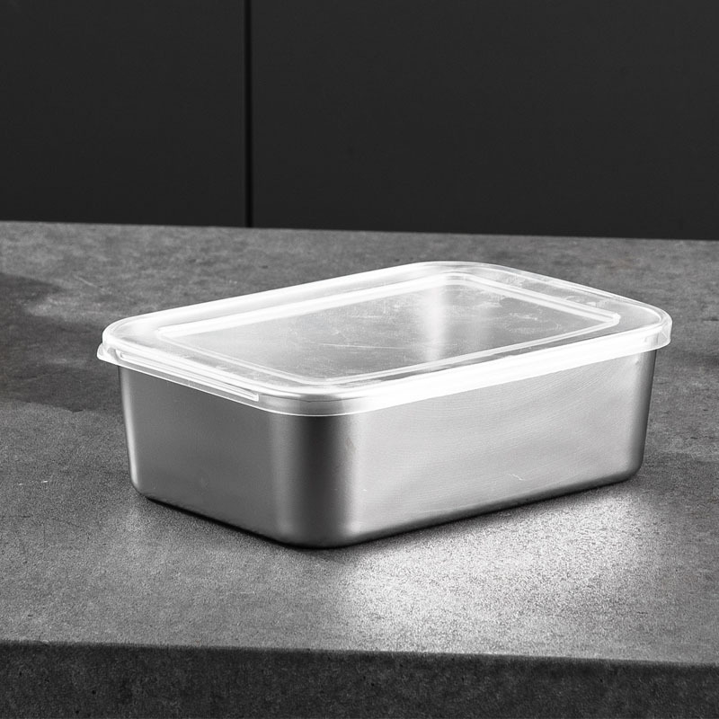 Nerūdijančio plieno maisto mėginių dėžutė su dangčiu – stačiakampė, sandari, tinkama mikrobangų krosnelėje, vienos sluoksnio