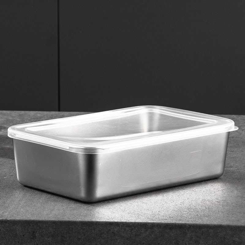 Nerūdijančio plieno maisto mėginių dėžutė su dangčiu – stačiakampė, sandari, tinkama mikrobangų krosnelėje, vienos sluoksnio