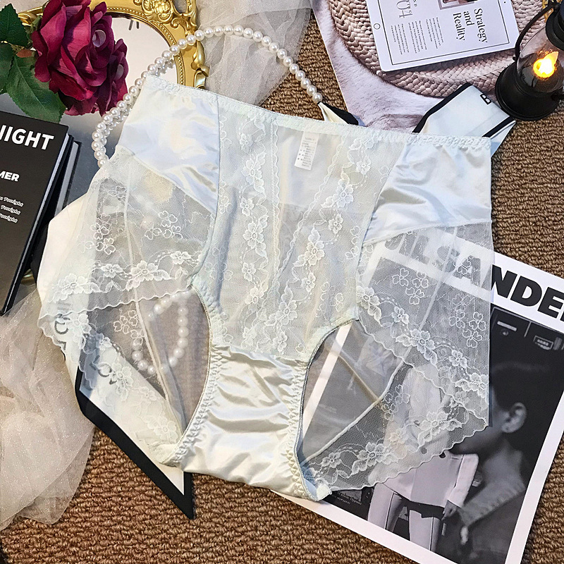 Ženske mrežaste gaćice s čipkom, visokim strukom, prozračni najlon, podstava od viskoze (80-90%)