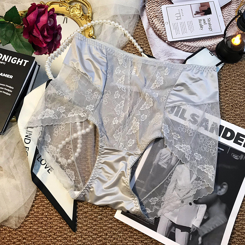 Ženske mrežaste gaćice s čipkom, visokim strukom, prozračni najlon, podstava od viskoze (80-90%)