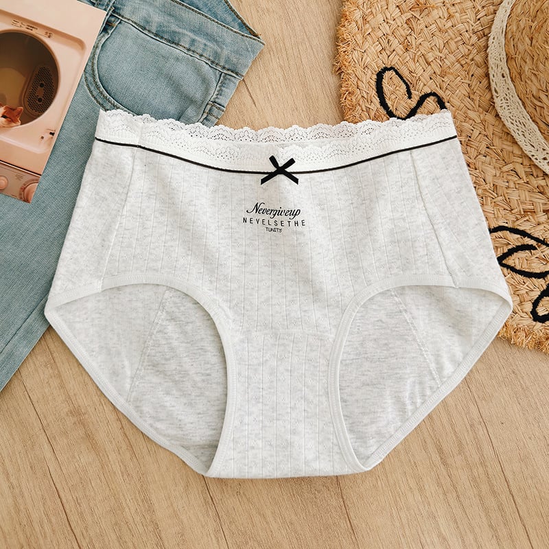 Chiloți menstrual din bumbac jacquard, talie medie, respirabili, antibacterieni, fără scurgeri