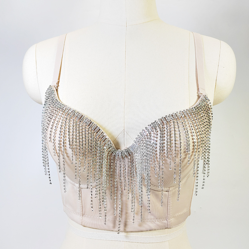 Tube top s resicama i perlicama, trokutični oblik kupa, bez naramenica, oblikuje tijelo, plivački materijal (80–90% poliester)