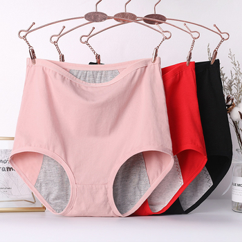 Plus-size ženske gaćice za menstruaciju od pamuka, visokog struka, otporne na curenje