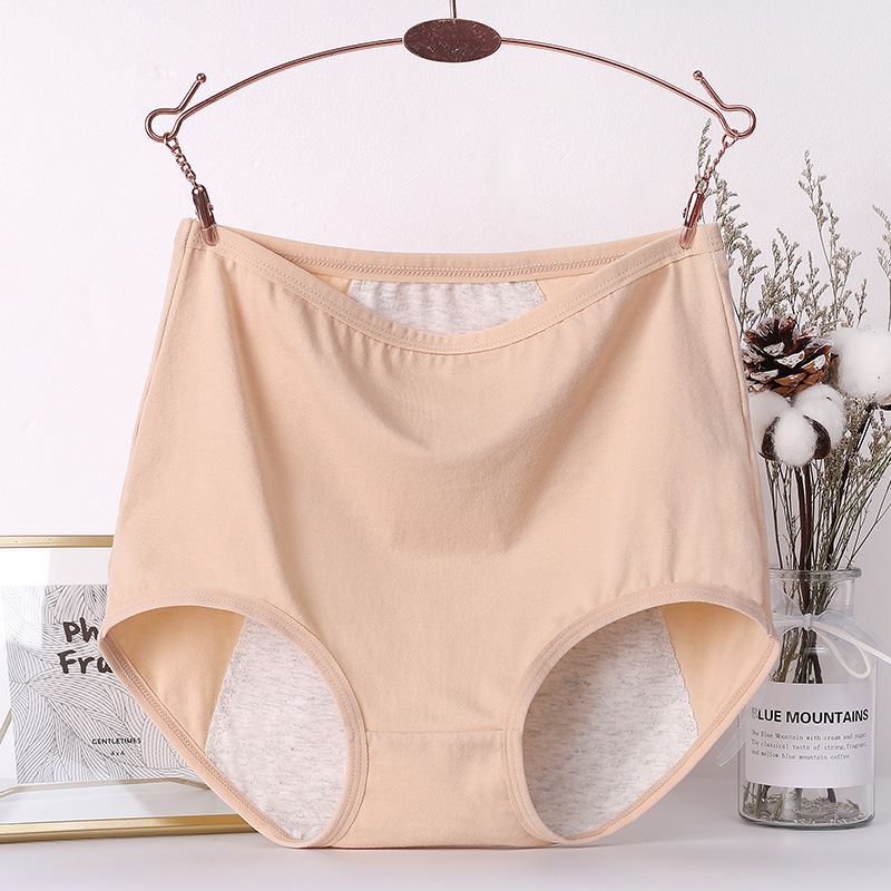 Plus-size ženske gaćice za menstruaciju od pamuka, visokog struka, otporne na curenje