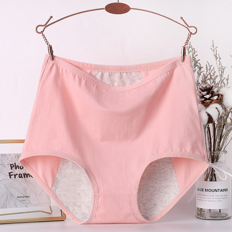 Plus-size ženske gaćice za menstruaciju od pamuka, visokog struka, otporne na curenje