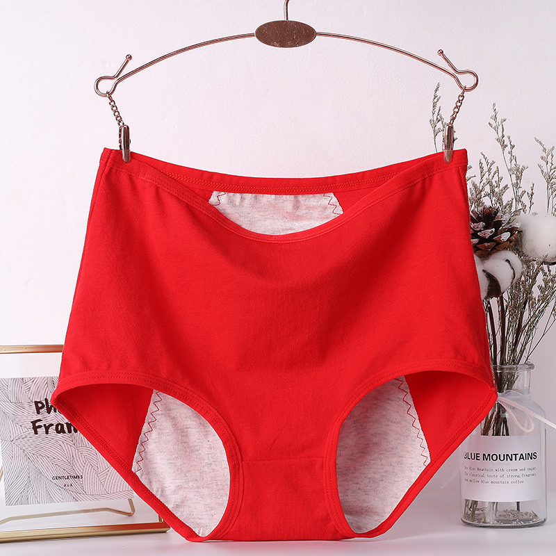 Plus-size ženske gaćice za menstruaciju od pamuka, visokog struka, otporne na curenje