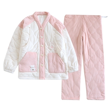 Майчински пижами за кърмене с флис, стил кардиган, 90-95% полиестер, зима 2025