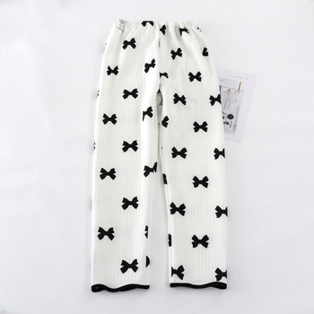 Пижамен комплект за кърмене от въздушно-памучна тъкан, топъл за есен-зима, дълги ръкави и дълги панталони, с отвори за кърмене