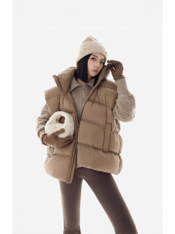 Ženski prsluk Zimao, elegantan gradski stil, stojeći ovratnik, zatvarač, punjenje od patinog pera, poliester tkanina