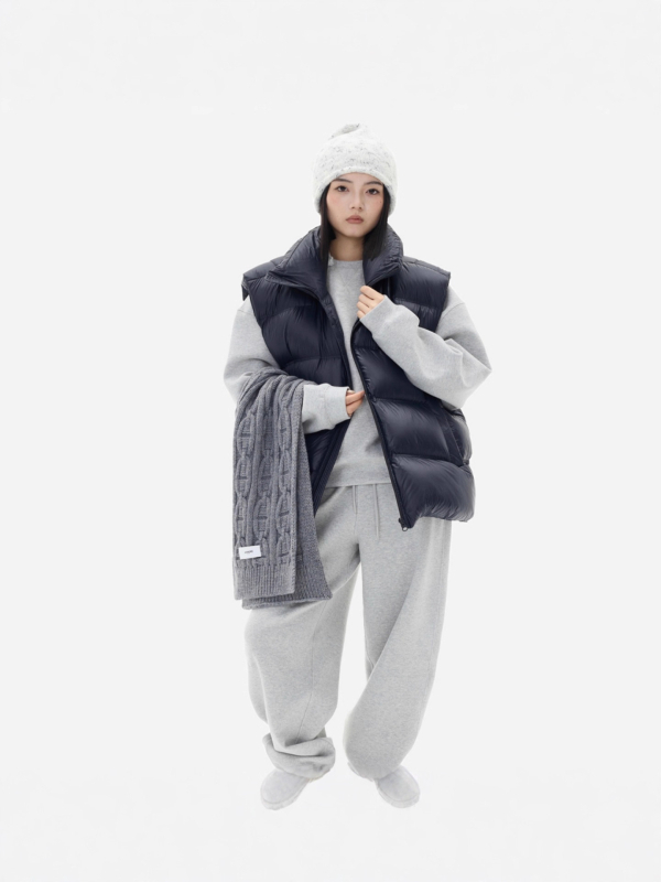Ženski prsluk Zimao, elegantan gradski stil, stojeći ovratnik, zatvarač, punjenje od patinog pera, poliester tkanina