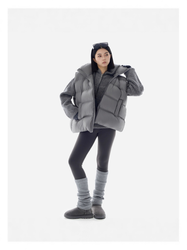 Ženski prsluk Zimao, elegantan gradski stil, stojeći ovratnik, zatvarač, punjenje od patinog pera, poliester tkanina
