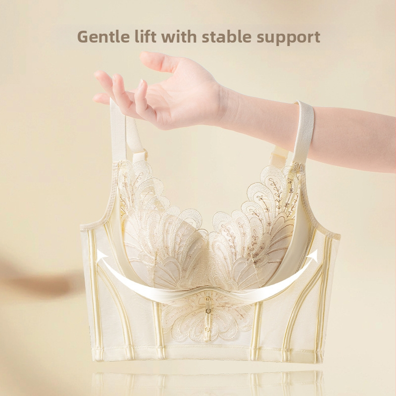 Formujúca podprsenka s bočnou oporou, 3/4 košíky, stredné tvarovanie, nylonová krajka, zadné päťradové háčiky, pevné ramienka