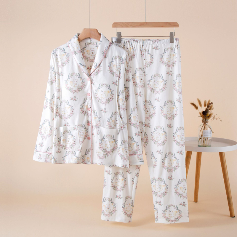 Anyasági szoptatós szett – 100% pamut kötött, hosszú ujjú, rever gallér, nadrágos összeállítás, minden évszakra