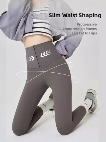 Leggings Sharkskin sa zatvaračem, trostruka kontrola trbuha, visokim strukom, duljina 9/10, uski kroj