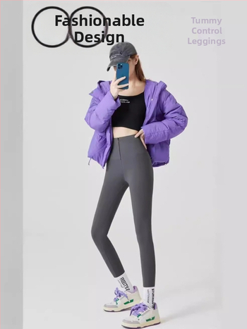 Leggings Sharkskin sa zatvaračem, trostruka kontrola trbuha, visokim strukom, duljina 9/10, uski kroj