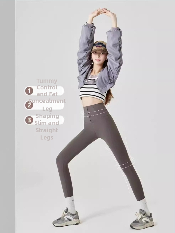Leggings Sharkskin sa zatvaračem, trostruka kontrola trbuha, visokim strukom, duljina 9/10, uski kroj