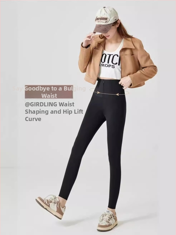 Leggings Sharkskin sa zatvaračem, trostruka kontrola trbuha, visokim strukom, duljina 9/10, uski kroj