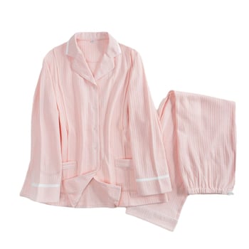 Roza set za trudnoću i dojenje od 100% pamuka s jacquard uzorkom i prugama, pleteni top i hlače