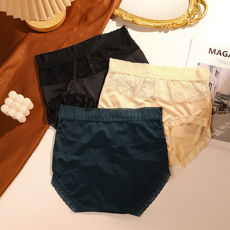 Γυναικεία εσώρουχα με ψηλόμεση γραμμή και δαντέλα για shaping, διαπνοή νάιλον, φλοράλ μοτίο, καβάλος από βαμβάκι