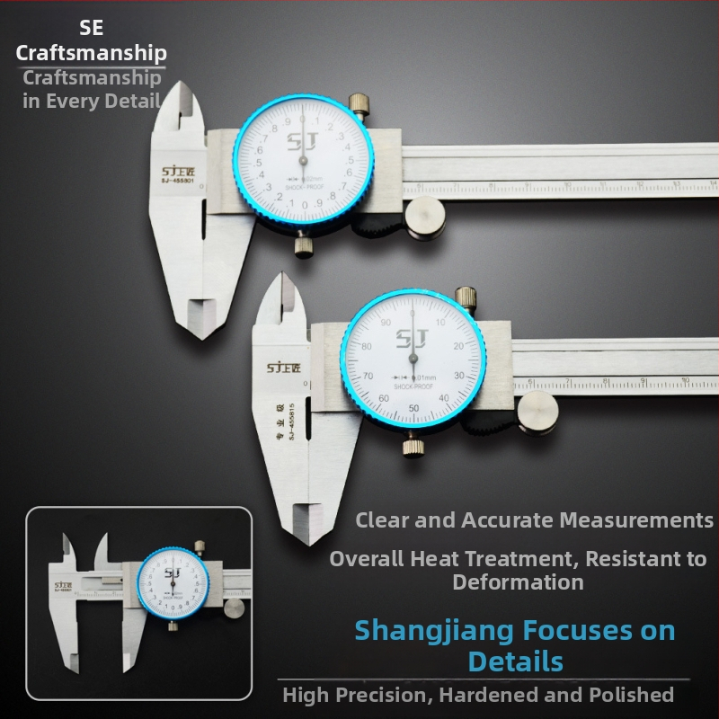 Vernierové posuvné meradlo s ciferníkom, dvojcestná odolnosť voči nárazom, 0-150 mm, rozlíšenie 0,01/0,02 mm
