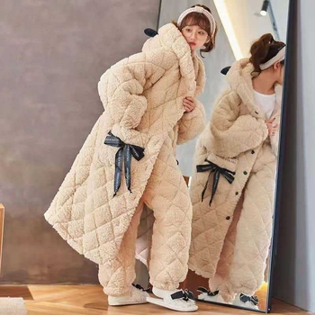 Flanel pijama set, debeli 351–400 g/m², preklopni ovratnik, dugi rukavi, 90–95% pamuk