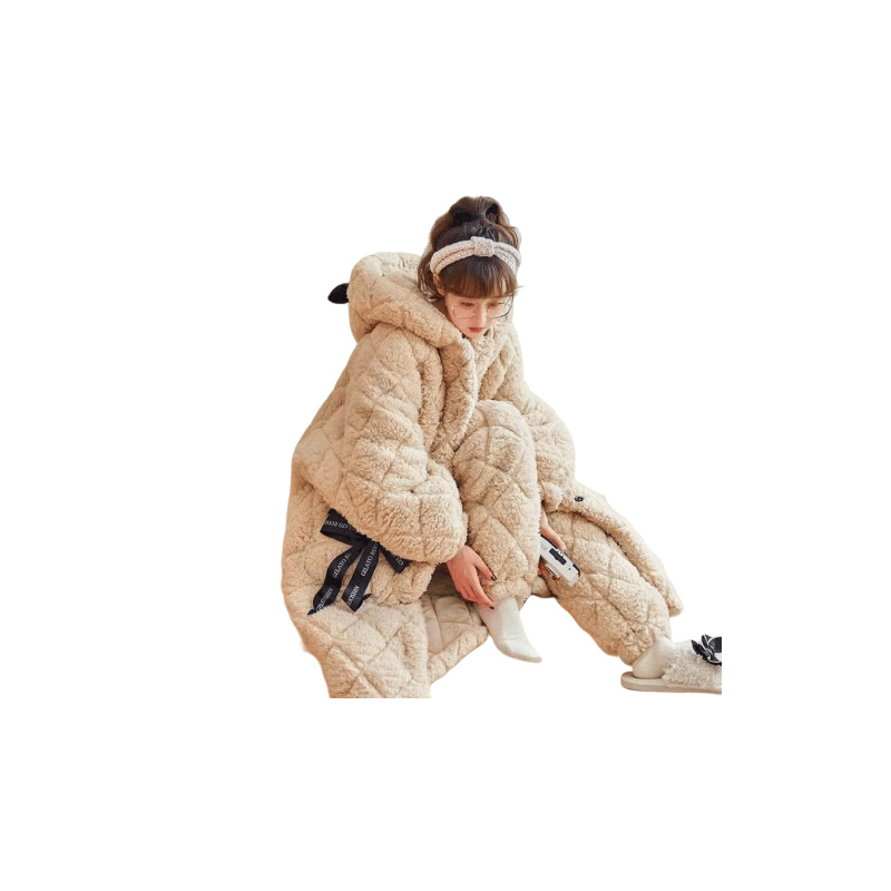 Flanel pijama set, debeli 351–400 g/m², preklopni ovratnik, dugi rukavi, 90–95% pamuk